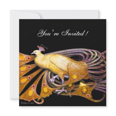 ELEGANT PEACOCK IN YELLOW AND BLACK Invitations