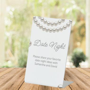 Elegant Pearl Bridal Shower Date night Jar Pedestal Sign