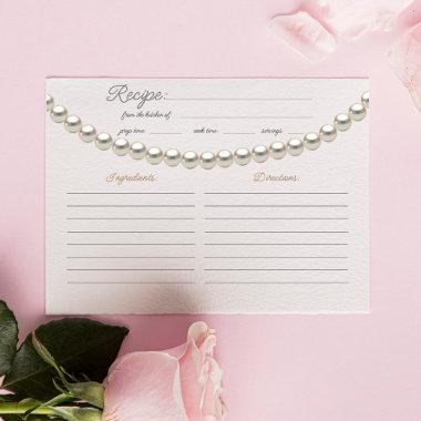 Elegant Pearl Bridal Shower Recipe Note Invitations