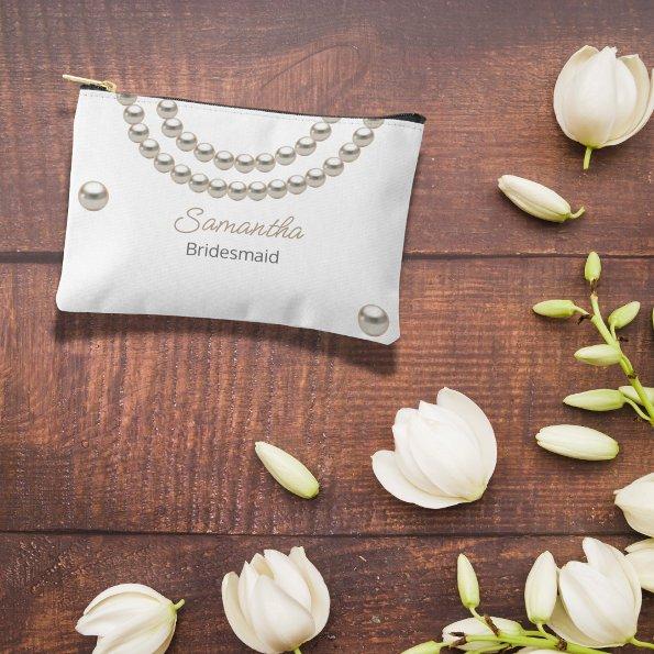 Elegant Pearl Necklace  Accessory Pouch