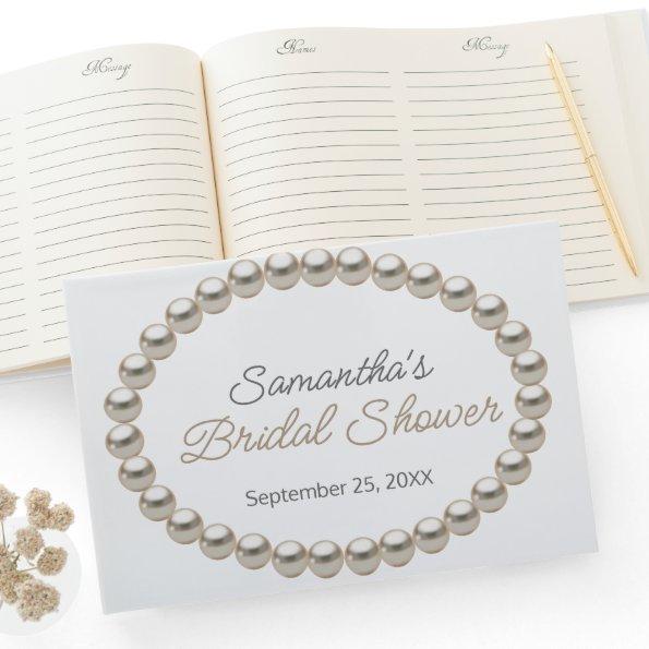 Elegant Pearl Necklace Bridal Shower Guest Book