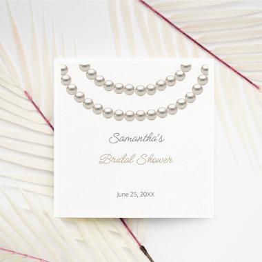Elegant Pearl Necklace Bridal Shower Napkins
