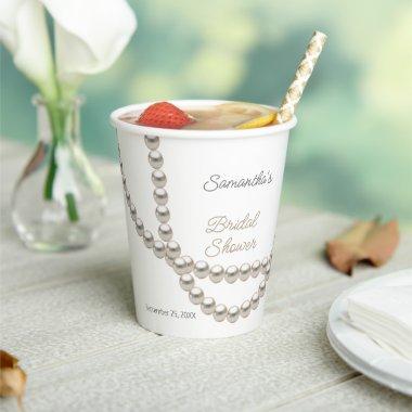 Elegant Pearl Necklace Bridal Shower Paper Cups