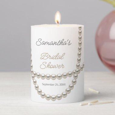 Elegant Pearl Necklace Bridal Shower Pillar Candle