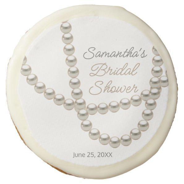 Elegant Pearl Necklace Bridal Shower Sugar Cookie