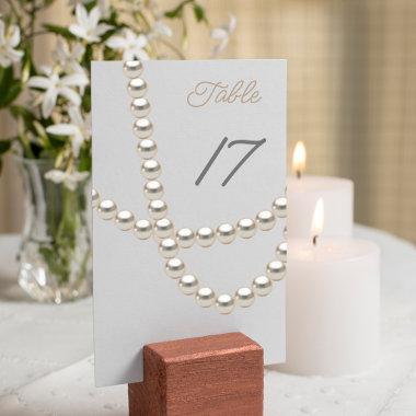 Elegant Pearl Necklace Bridal Shower Table Number