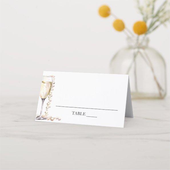 Elegant Pearls and Prosecco Folded Place
