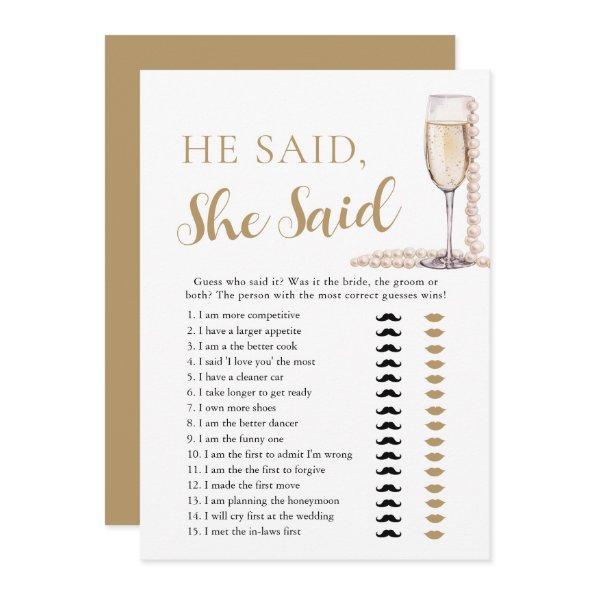 Elegant Pearls and Prosecco He Said, She Said Game