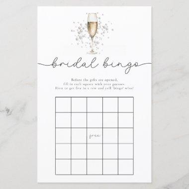 Elegant Pearls & Prosecco Bridal Bingo Game Invitations