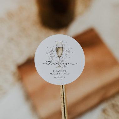 Elegant Pearls & Prosecco  Classic Round Sticker