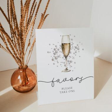 Elegant Pearls & Prosecco  Favors Pedestal Sign
