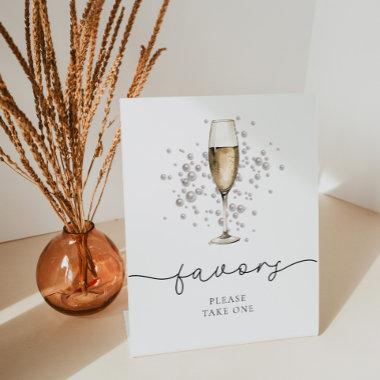 Elegant Pearls & Prosecco Bridal Shower Favors Pedestal Sign