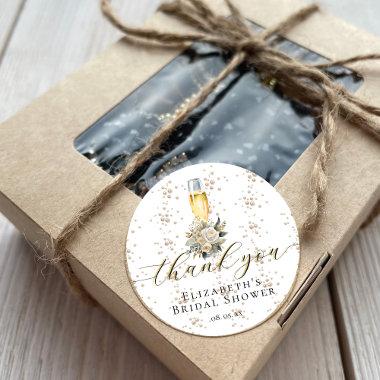 Elegant Pearls & Prosecco  Thank You Classic Round Sticker