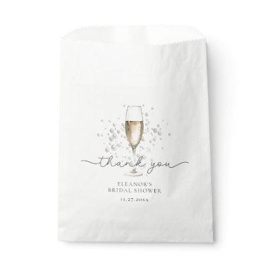 Elegant Pearls & Prosecco Bridal Shower Thank You Favor Bag