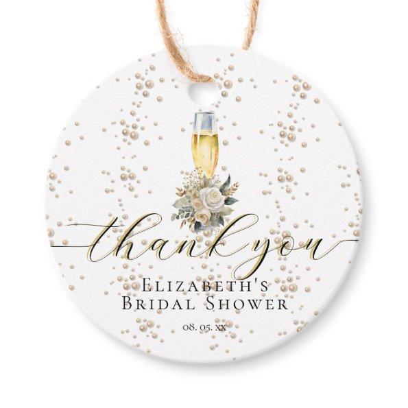 Elegant Pearls & Prosecco  Thank You Favor Tags