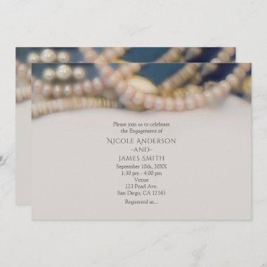Elegant Pearls & Sea Shells Beach Wedding Invitations