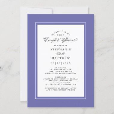 Elegant Periwinkle Blue Wedding Couples Shower Invitations