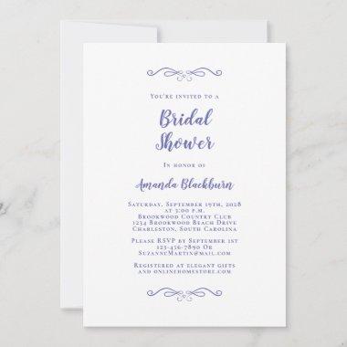 Elegant Periwinkle Bridal Shower Modern Script Invitations