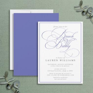Elegant Periwinkle Calligraphy Brunch & Bubbly Invitations