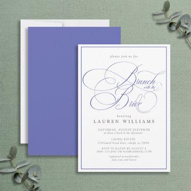 Elegant Periwinkle Calligraphy Brunch With Bride Invitations