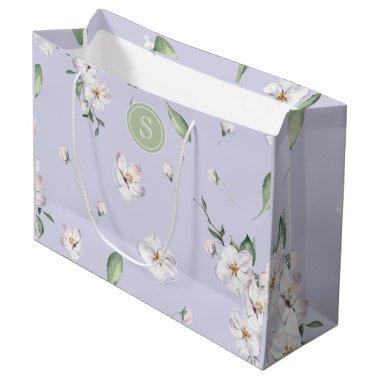 Elegant Periwinkle Spring Watercolor Floral Large Gift Bag