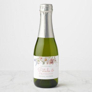 Elegant Petals and Prosecco Bridal Shower Mini Sparkling Wine Label