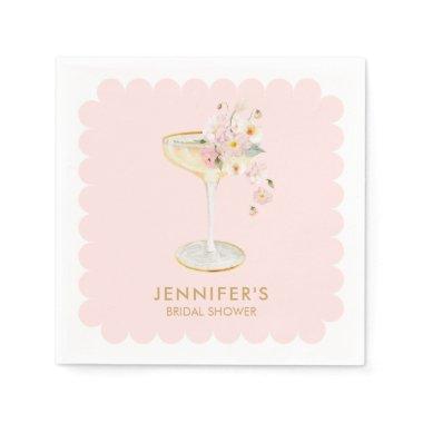 Elegant Petals and Prosecco Bridal Shower Napkins