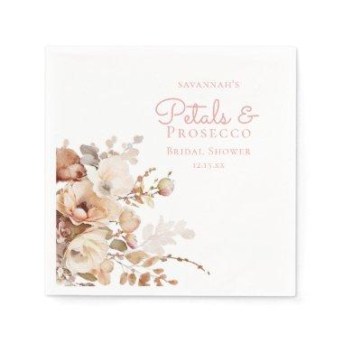 Elegant Petals and Prosecco Floral Bridal Shower Napkins