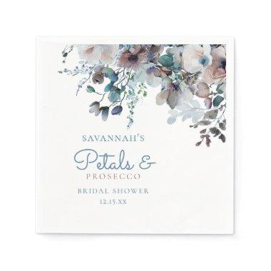 Elegant Petals and Prosecco Floral Bridal Shower Napkins