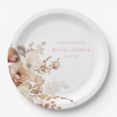 Elegant Petals and Prosecco Floral Bridal Shower Paper Plates