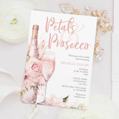 Elegant Petals & Prosecco Boho Blush Pink Summer Invitations