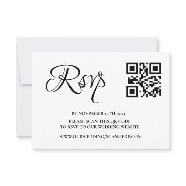 Elegant Photo Wedding QR Code RSVP Card