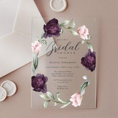 Elegant Pink and Burgundy Floral  Acrylic