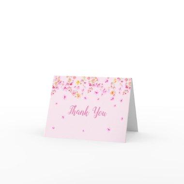 Elegant Pink Blossom Script Thank You
