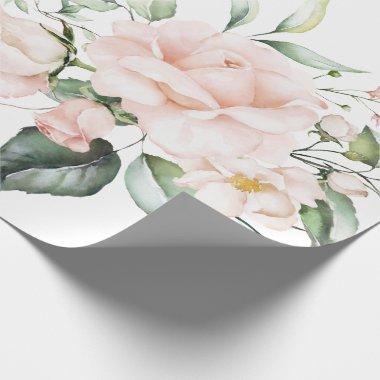 Elegant Pink Blush Eucalyptus Greenery Wedding Wrapping Paper