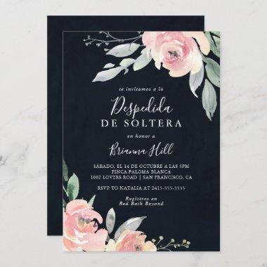 Elegant Pink Blush Floral Spanish Bridal Shower In Invitations