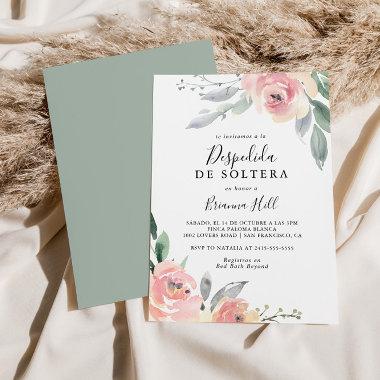Elegant Pink Blush Floral Spanish Bridal Shower Invitations