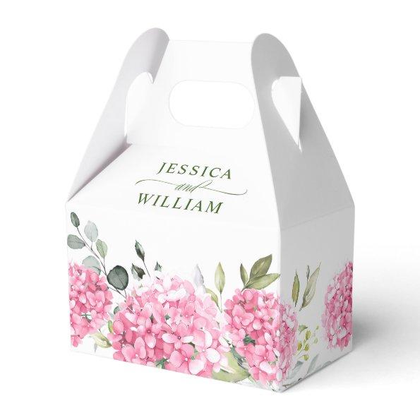 Elegant Pink Blush Hydrangea Eucalyptus Wedding Favor Box