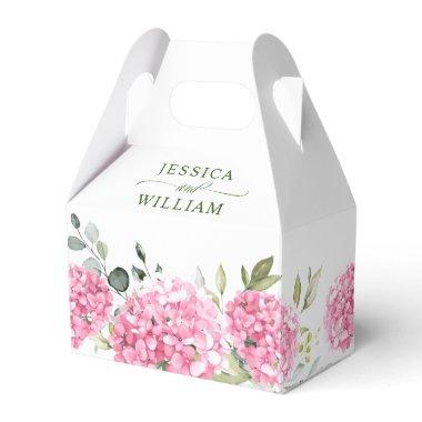 Elegant Pink Blush Hydrangea Eucalyptus Wedding Favor Boxes