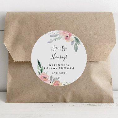 Elegant Pink Blush Sip Sip Hooray  Classic Round Sticker