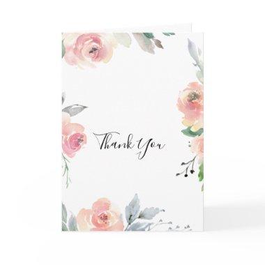 Elegant Pink Blush Vertical Folded Wedding Thank You