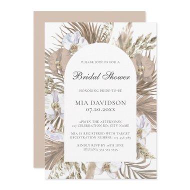 Elegant Pink Boho Pampas Floral Arch