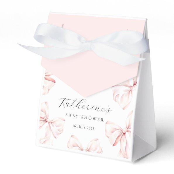 Elegant Pink Bow Baby  Favor Boxes