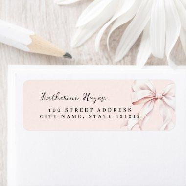 Elegant Pink Bow Bridal Return Address Label