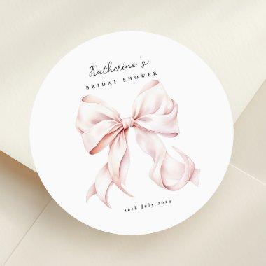 Elegant Pink Bow  Classic Round Sticker