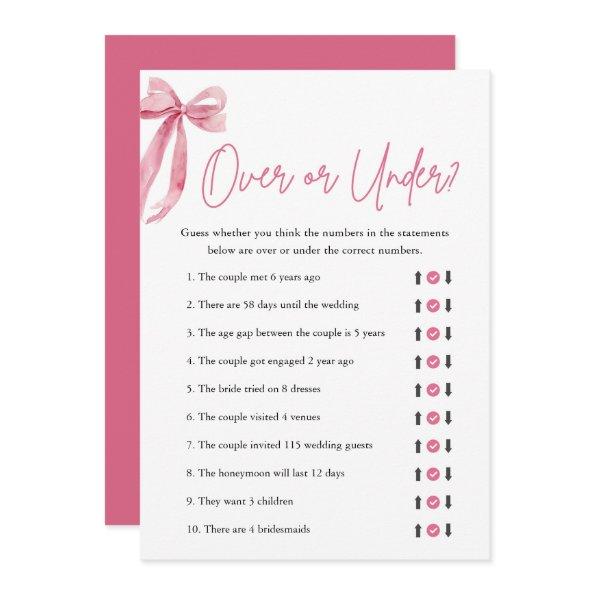 Elegant Pink Bow Over or Under  Game