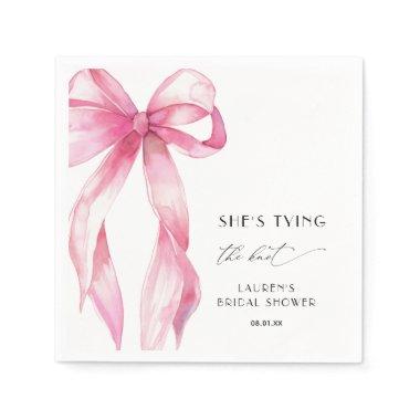 Elegant Pink Bow Shes Tying The Knot  Napkins