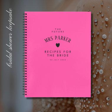 Elegant Pink Bridal Shower Keepsake Recipe Book