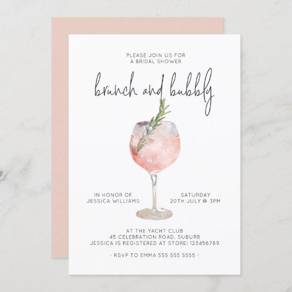 Elegant Pink Brunch & Bubbly Bridal Shower Invitations