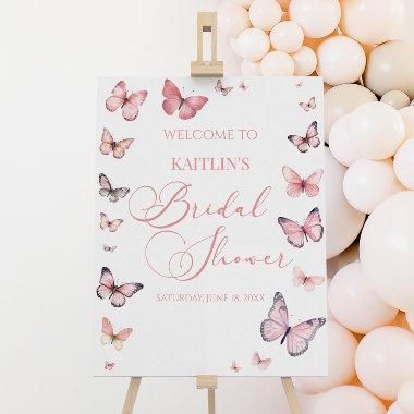 Elegant Pink Butterfly Bridal Shower Welcome Sign